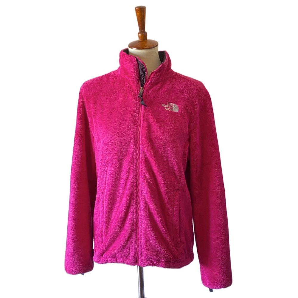 The North Face pink teddy fleece zip up jacket Med